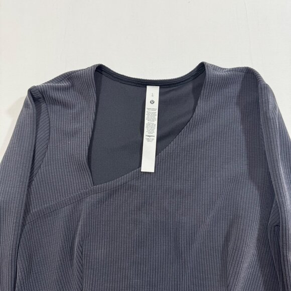 Lululemon Ribbed Softstreme Asymmetrical Long-Sleeve Shirt L Cropped Athleisure - Picture 6 of 10